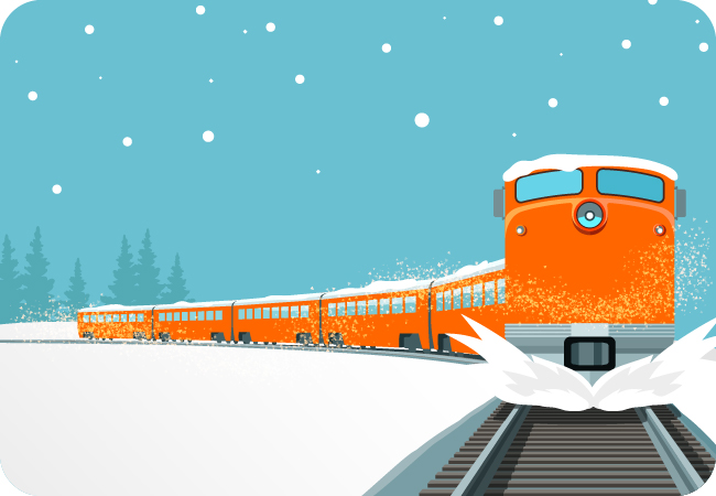 A Christmas train similar to the Holiday Express