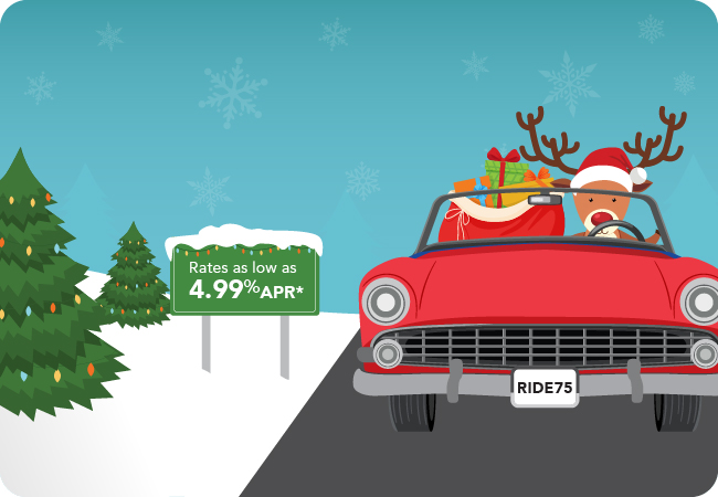 Ride75 Rudolph Driving a Red Car