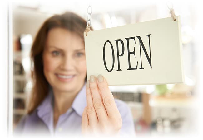 Business with Open sign