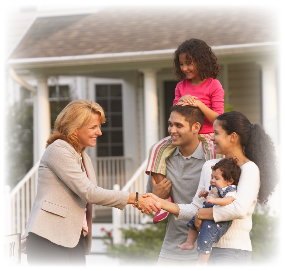 Mortgage officer with happy family